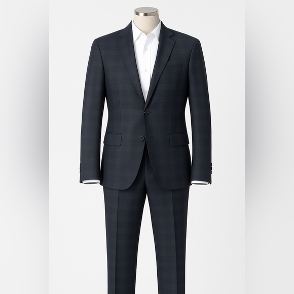 Sandro Paris Men’s Navy Plaid Wool Suit EU 52 / US 42 | 2-Piece Blazer & Pants - Picture 1 of 16